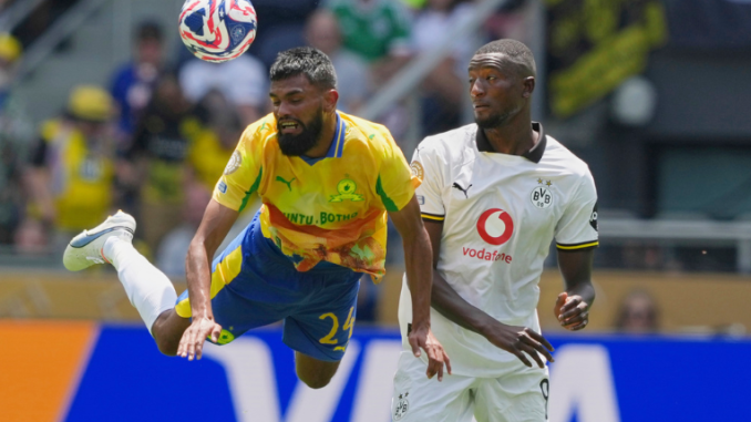 Mamelodi Sundowns' Keanu Cupido (left) and Borussia Dortmund's Serhou Guirassy (9) battle for the ball during the Club World Cup Group F soccer match between Mamelodi Sundowns and Borussia Dortmund in Cincinnati on June 21, 2025. (PHOTO / AP) Mamelodi Sundowns' Keanu Cupido (left) and Borussia Dortmund's Serhou Guirassy (9) battle for the ball during the Club World Cup Group F soccer match between Mamelodi Sundowns and Borussia Dortmund in Cincinnati on June 21, 2025. (PHOTO / AP)